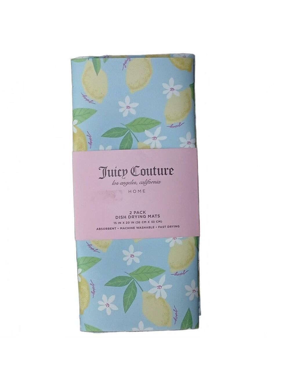 Juicy Couture 2 Pc Lemon Floral Dish Drying Mat Set Kitchen NWT Lemon Girl Core